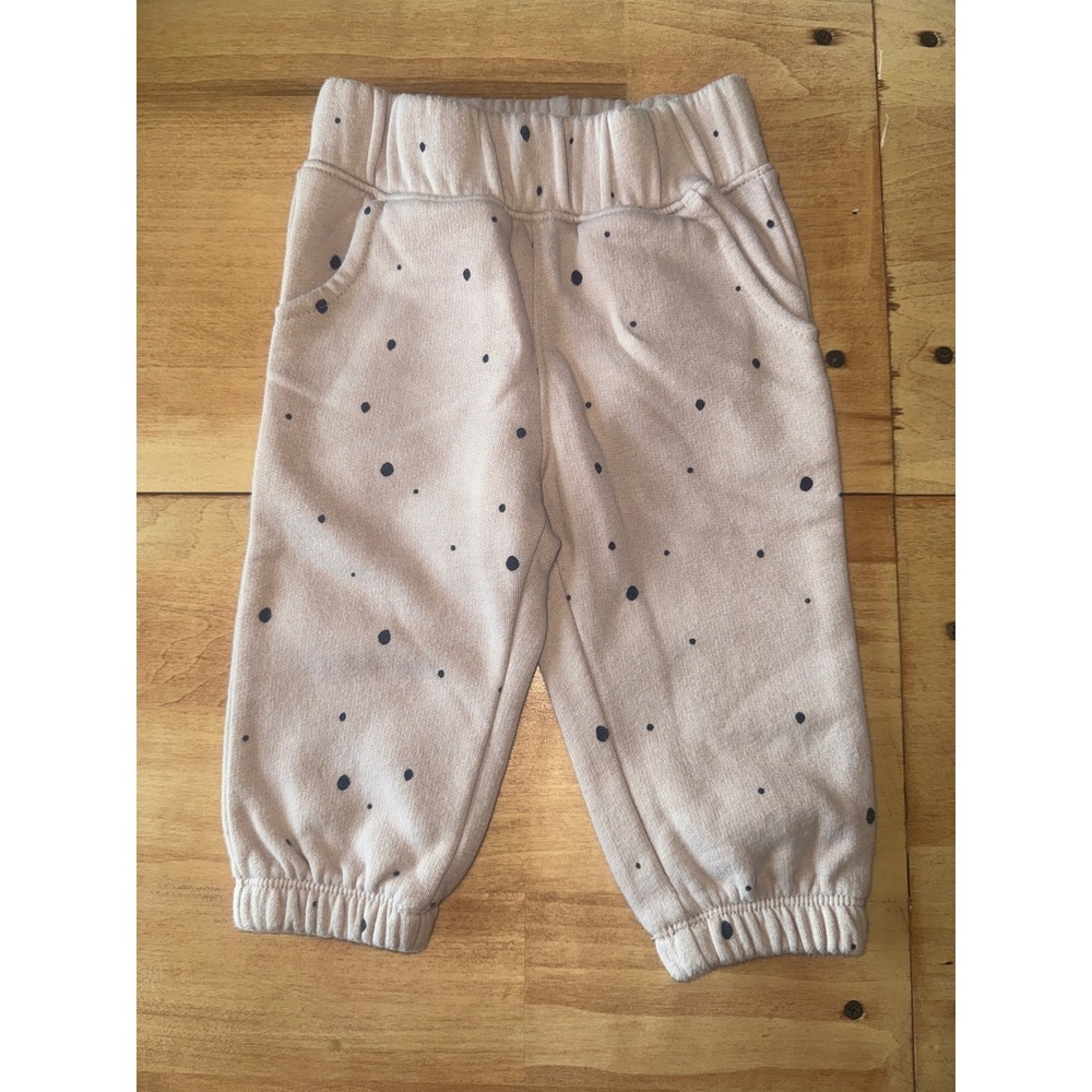 Cat Jack Toddler Girls Sweatpants Tan Dot Print Elastic Waist Joggers 12M - Picture 1 of 3